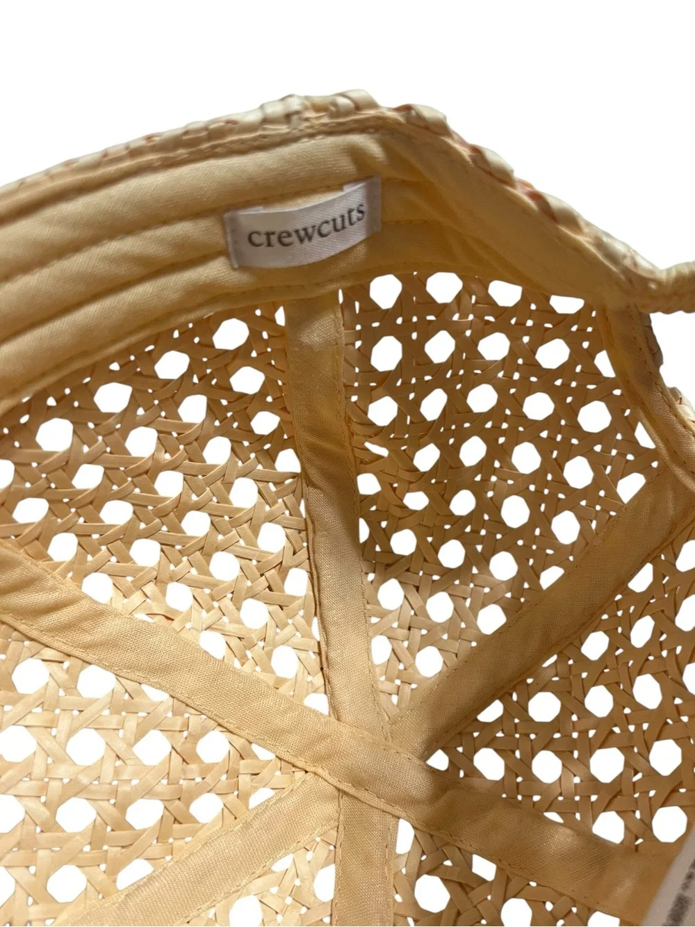 Crewcuts ONE SIZE Raffia Woven Baseball Cap with Black Bow